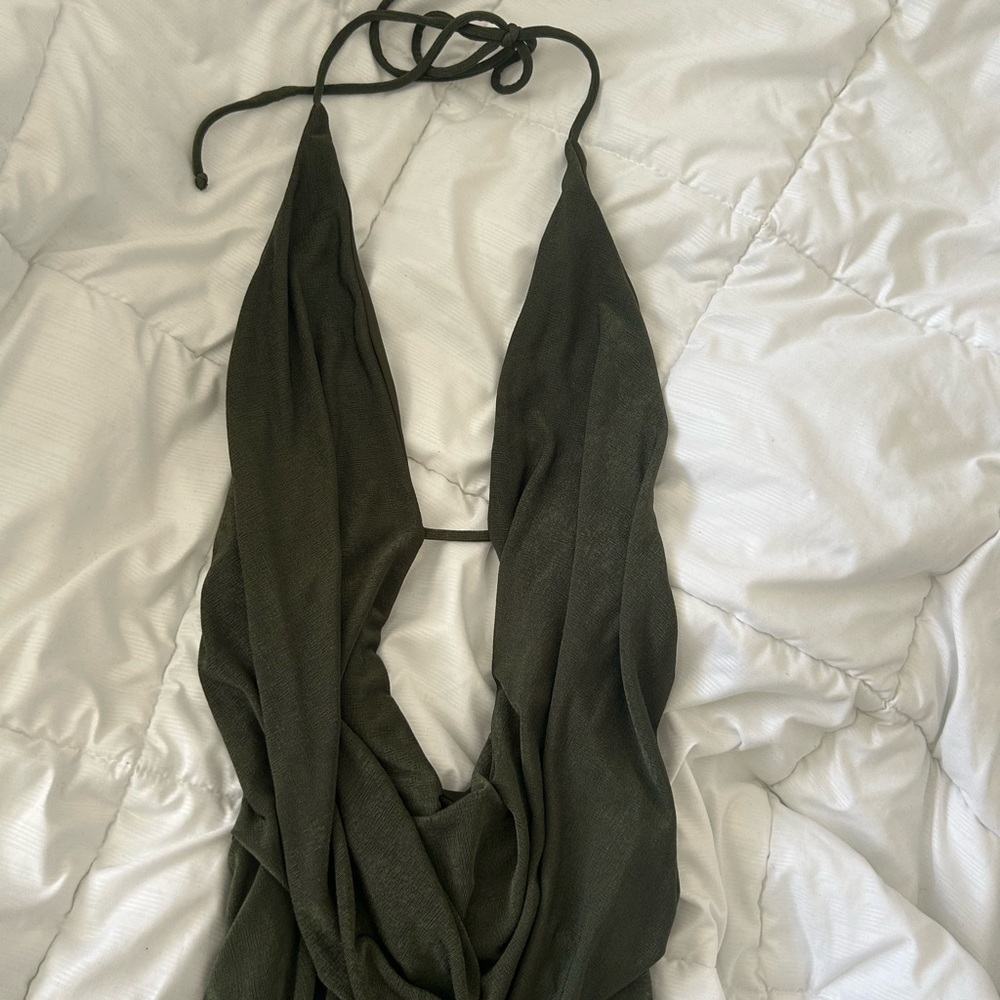 Dark Green Halter Neck Dress